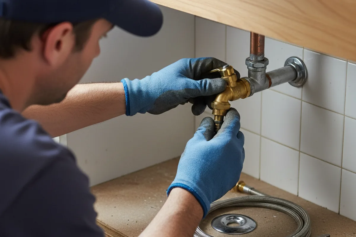 Shutoff valve and fitting work during Emergency Plumbing in Goshen
